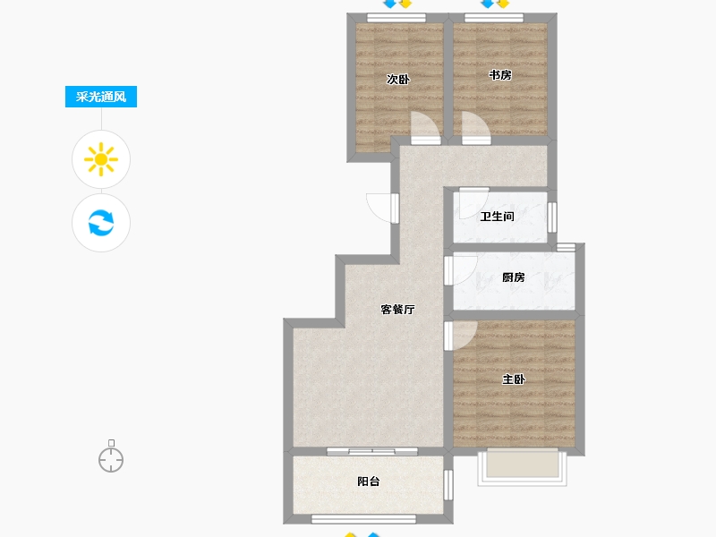 天津-天津市-中交香颂香颂理想花园21号楼,香颂理想花园24号楼,香颂理想花园25号楼,香颂理想花园2-74.40-户型库-采光通风