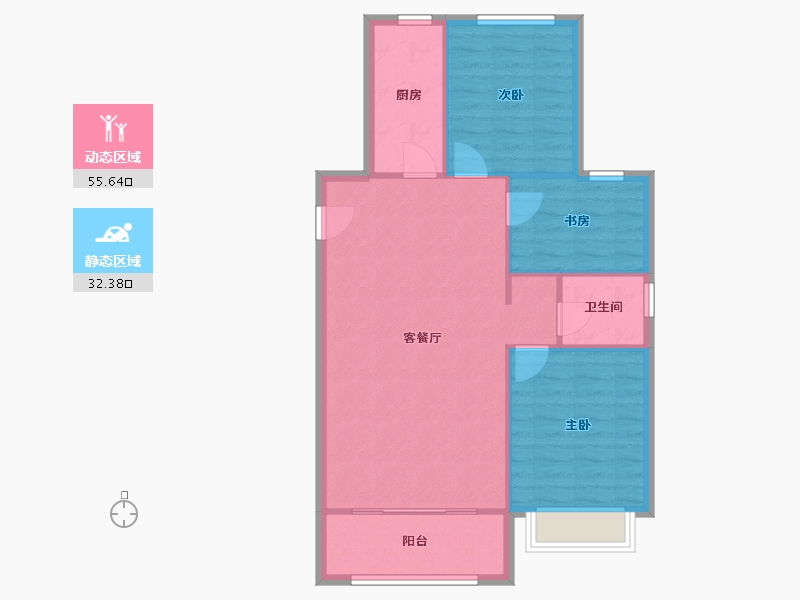 天津-天津市-中交香颂香颂理想花园26号楼,建面101m²-80.80-户型库-动静分区