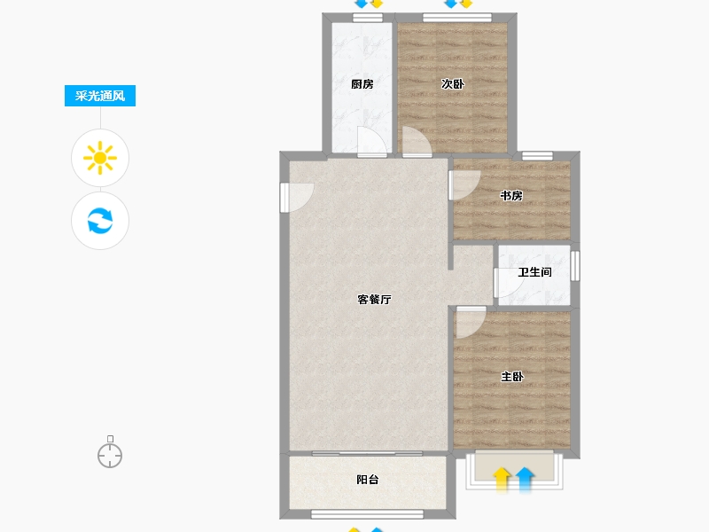 天津-天津市-中交香颂香颂理想花园26号楼,建面101m²-80.80-户型库-采光通风