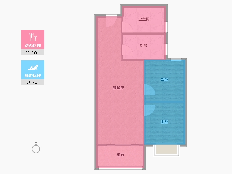 天津-天津市-金辉城中央云著21号楼,24号楼建面83m²-66.40-户型库-动静分区