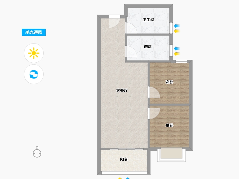 天津-天津市-金辉城中央云著21号楼,24号楼建面83m²-66.40-户型库-采光通风