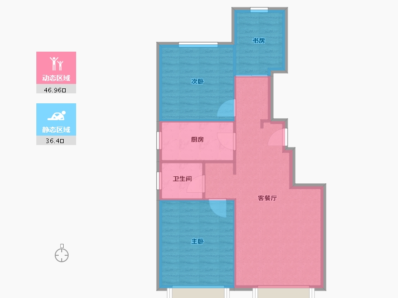 天津-天津市-宝坻万科城市之光2号楼,3号楼,31号楼,13号楼32号楼建面95m²-76.00-户型库-动静分区