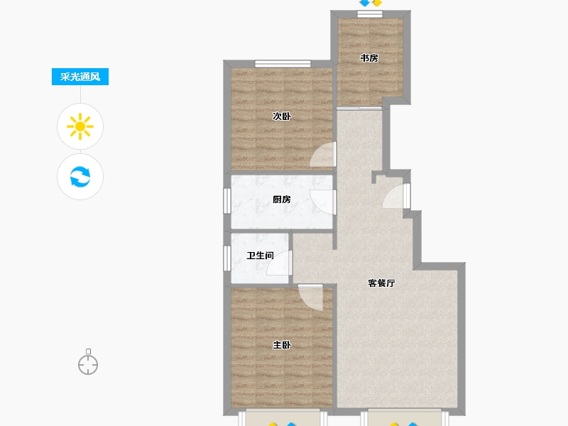 天津-天津市-宝坻万科城市之光2号楼,3号楼,31号楼,13号楼32号楼建面95m²-76.00-户型库-采光通风