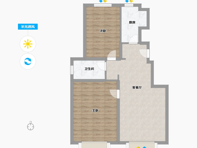 天津-天津市-宝坻万科城市之光1号楼,2号楼,3号楼,32号楼建面85m²-68.00-户型库-采光通风