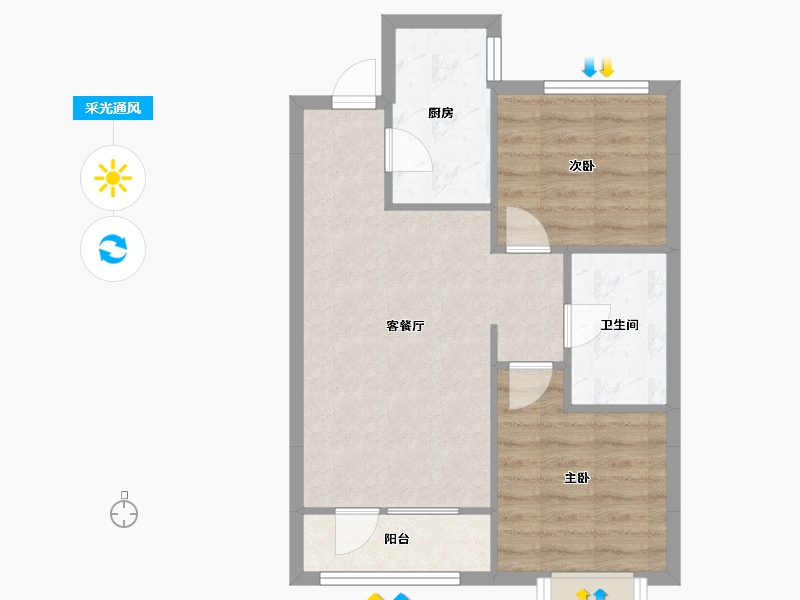 天津-天津市-熙科柏悦山3号楼,8号楼,18号楼,19号楼,20号楼,21号楼建面85m-56.00-户型库-采光通风