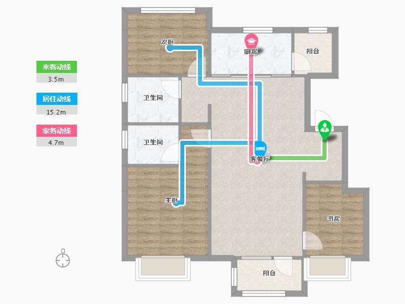 天津-天津市-熙科柏悦山3号楼,8号楼,17号楼,建面119m²-85.65-户型库-动静线