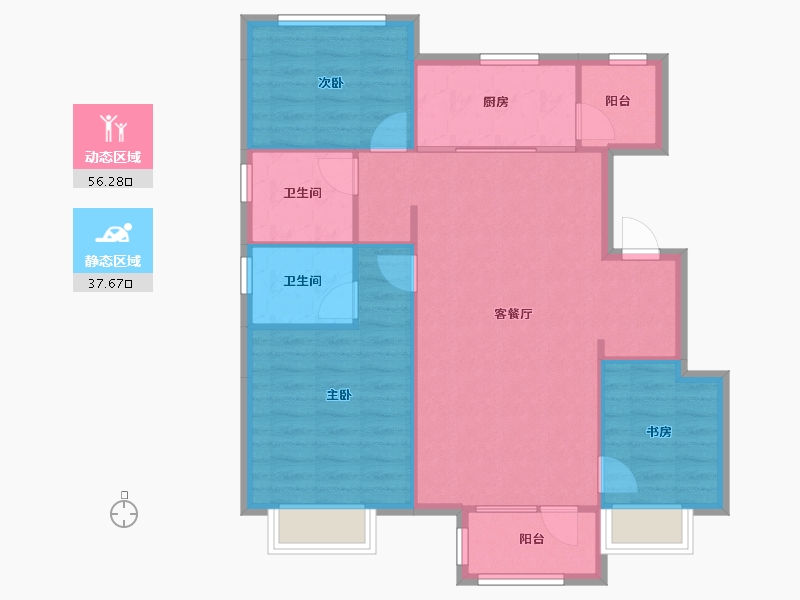 天津-天津市-熙科柏悦山3号楼,8号楼,17号楼,建面119m²-85.65-户型库-动静分区