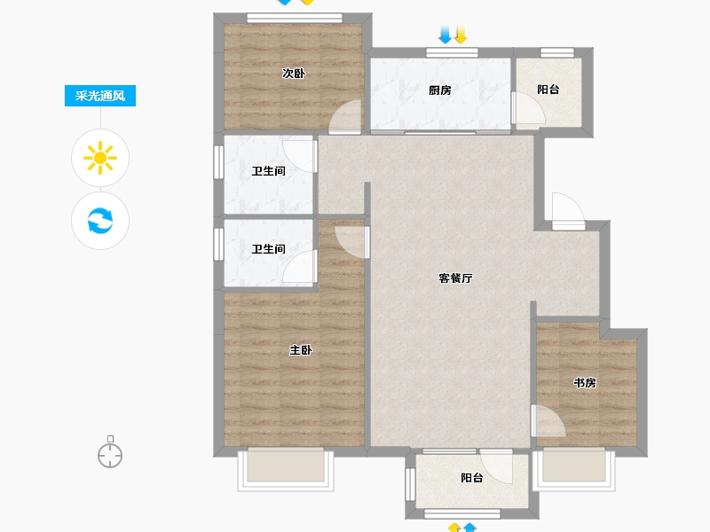 天津-天津市-熙科柏悦山3号楼,8号楼,17号楼,建面119m²-85.65-户型库-采光通风