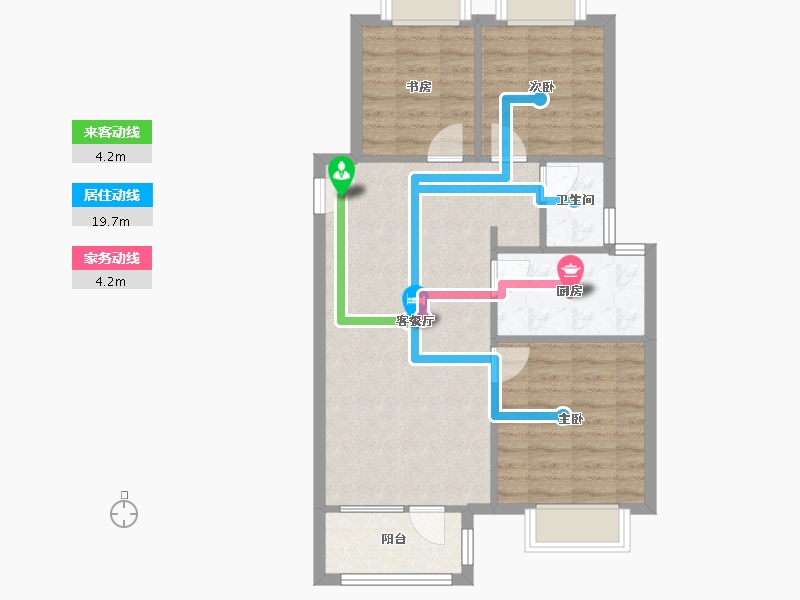 天津-天津市-熙科柏悦山3号楼,8号楼,建面99m²-69.70-户型库-动静线