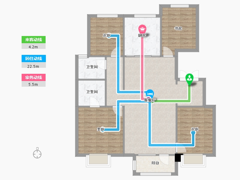 天津-天津市-熙科柏悦山13号楼,15号楼,建面140m²-104.69-户型库-动静线