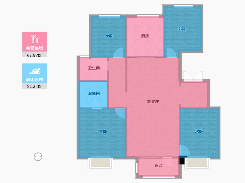 天津-天津市-熙科柏悦山13号楼,15号楼,建面140m²-104.69-户型库-动静分区