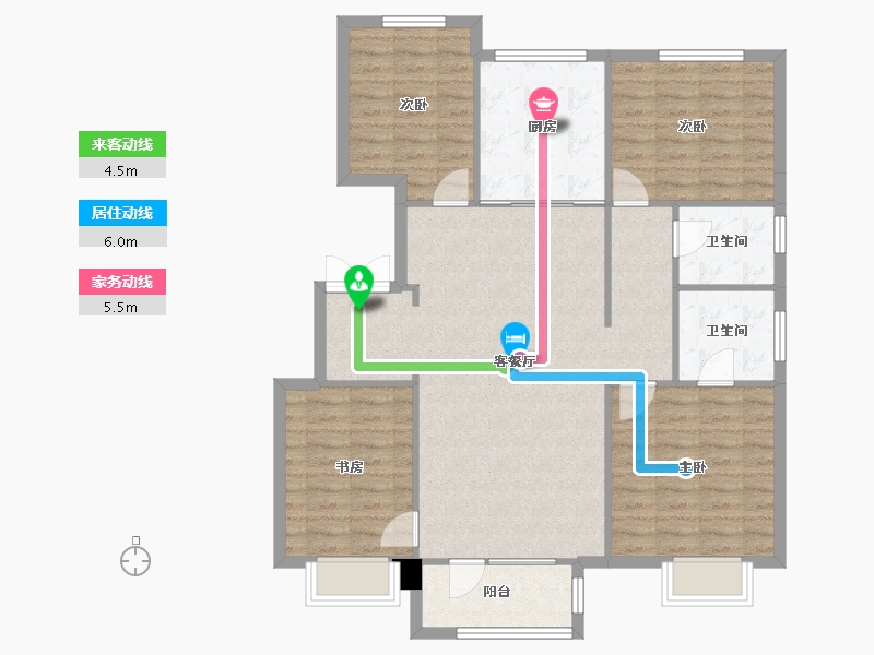 天津-天津市-熙科柏悦山13号楼,15号楼,建面145m²-107.86-户型库-动静线