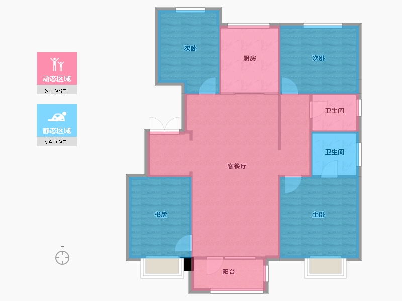 天津-天津市-熙科柏悦山13号楼,15号楼,建面145m²-107.86-户型库-动静分区