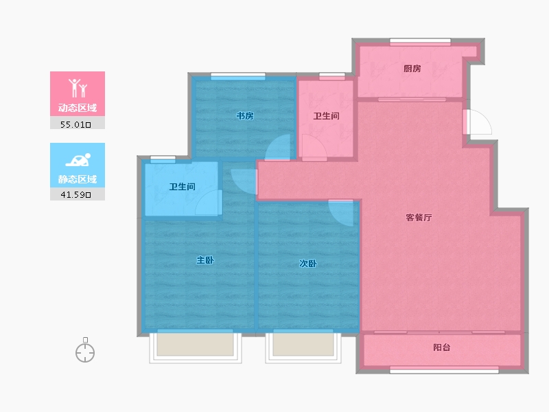 天津-天津市-新城港东府港东名轩1号楼,港东名轩2号楼,港东名轩23号楼,港东名轩24号楼,港东名-88.48-户型库-动静分区