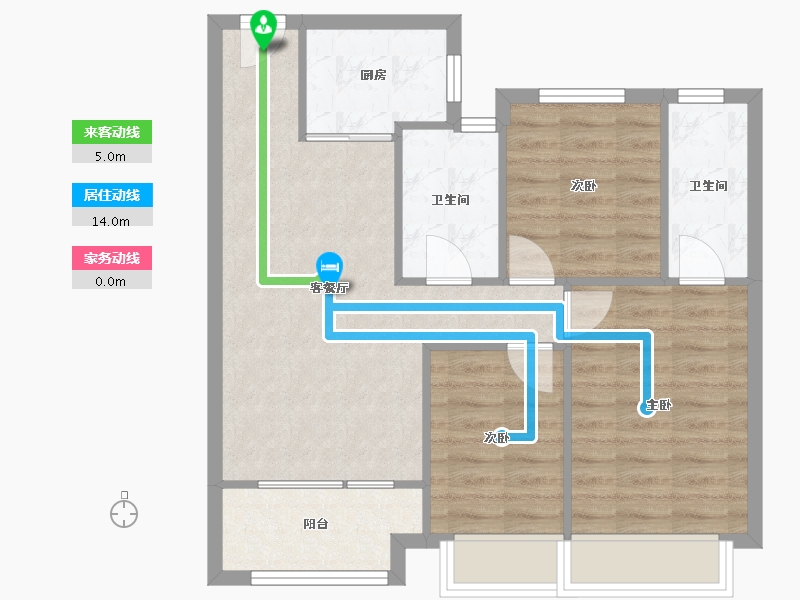 天津-天津市-中骏四季风华11号楼,11号楼,13号楼,14号楼建面97m²-71.16-户型库-动静线