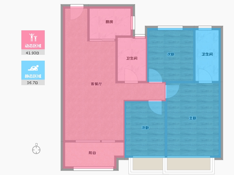 天津-天津市-中骏四季风华11号楼,11号楼,13号楼,14号楼建面97m²-71.16-户型库-动静分区