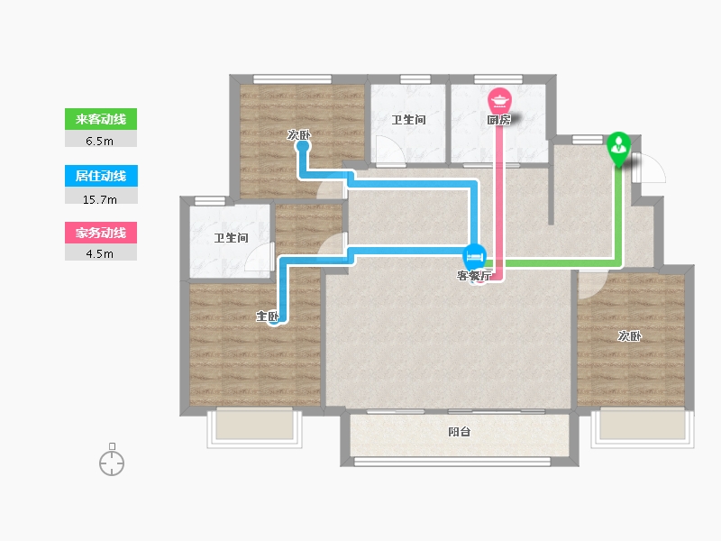 天津-天津市-金地臻悦13号楼,14号楼,15号楼,16号楼建面125m²-100.29-户型库-动静线