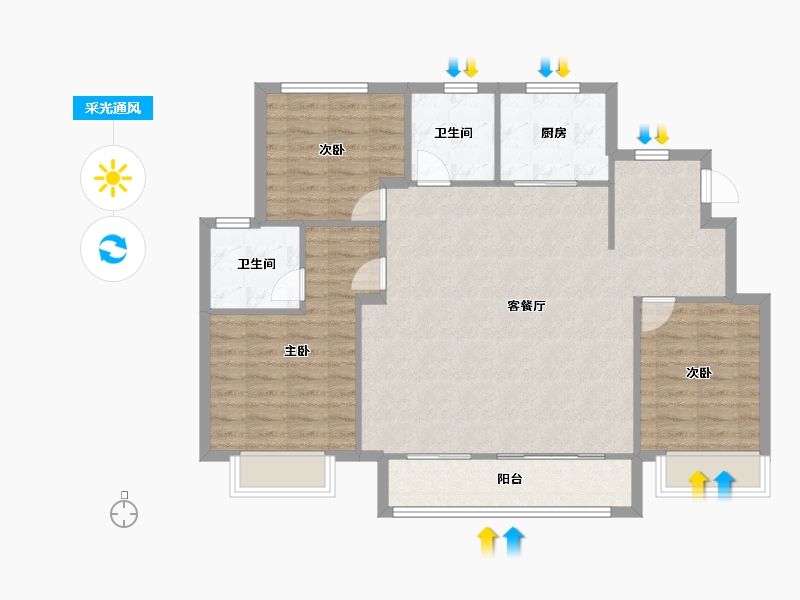 天津-天津市-金地臻悦13号楼,14号楼,15号楼,16号楼建面125m²-100.29-户型库-采光通风