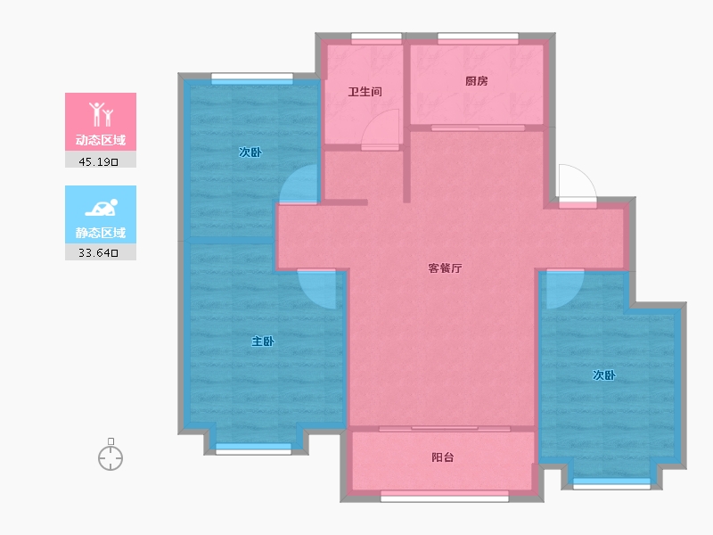 天津-天津市-红星紫御半岛1号楼,21号楼,22号楼,23号楼建面98m²-71.58-户型库-动静分区