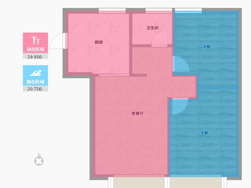 天津-天津市-红星紫御半岛2号楼,3号楼,建面57m²-45.60-户型库-动静分区