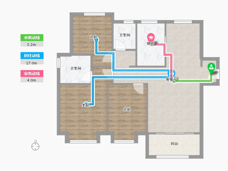 天津-天津市-和昌府27号楼建面110m²-88.00-户型库-动静线