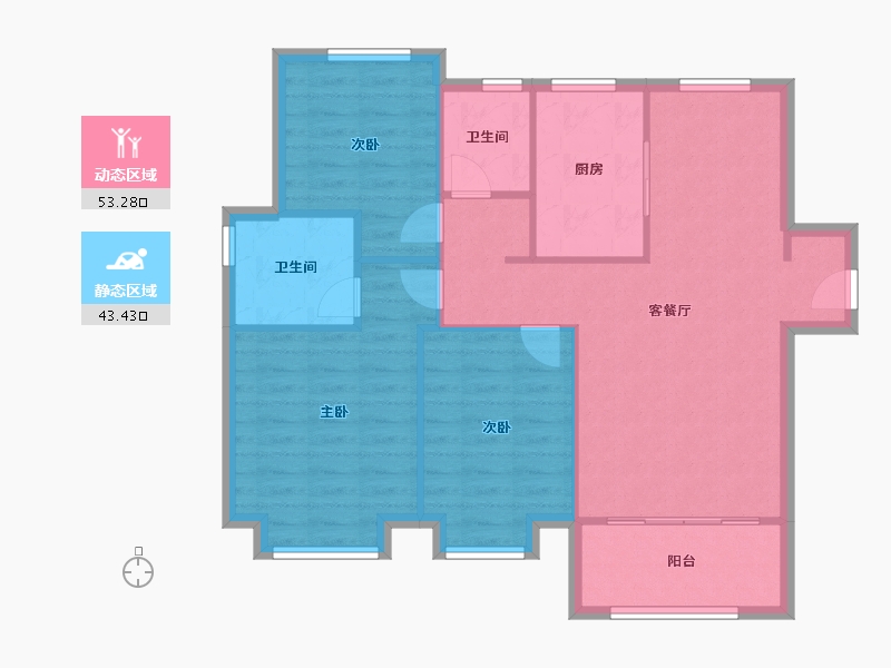 天津-天津市-和昌府27号楼建面110m²-88.00-户型库-动静分区