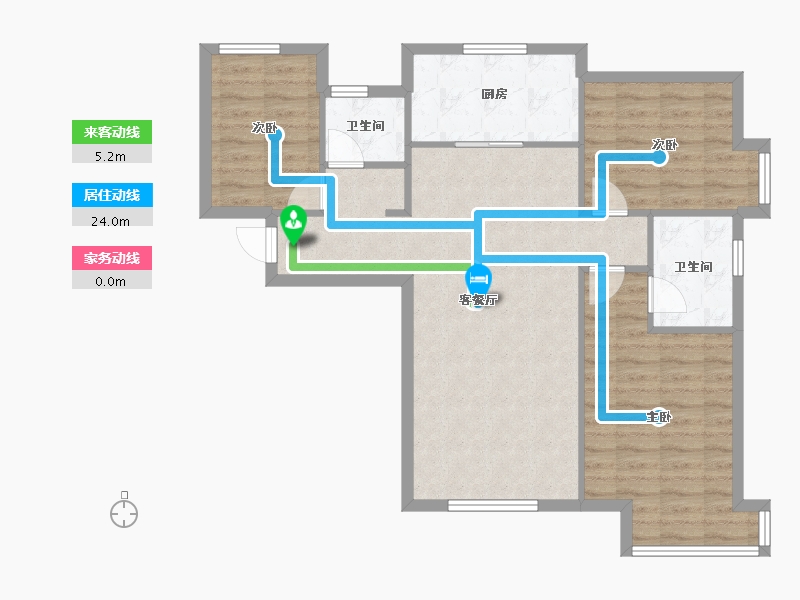 天津-天津市-京能海语城90号楼,91号楼,92号楼建面126m²-86.25-户型库-动静线