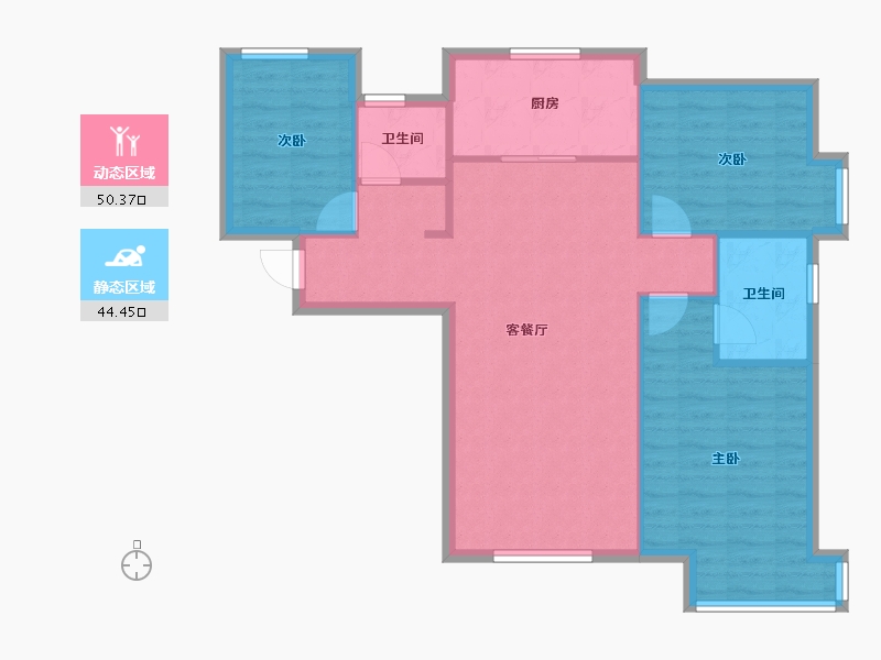 天津-天津市-京能海语城90号楼,91号楼,92号楼建面126m²-86.25-户型库-动静分区