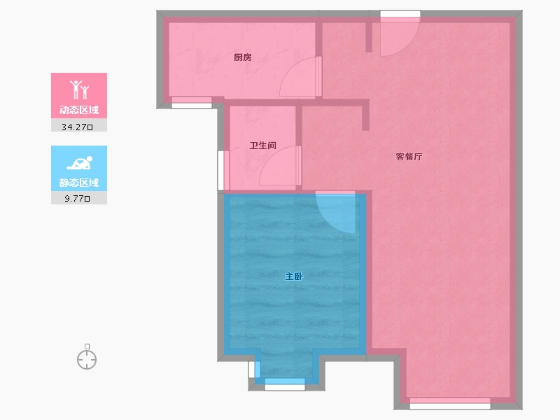 天津-天津市-京能海语城87号楼,建面59m²-39.02-户型库-动静分区