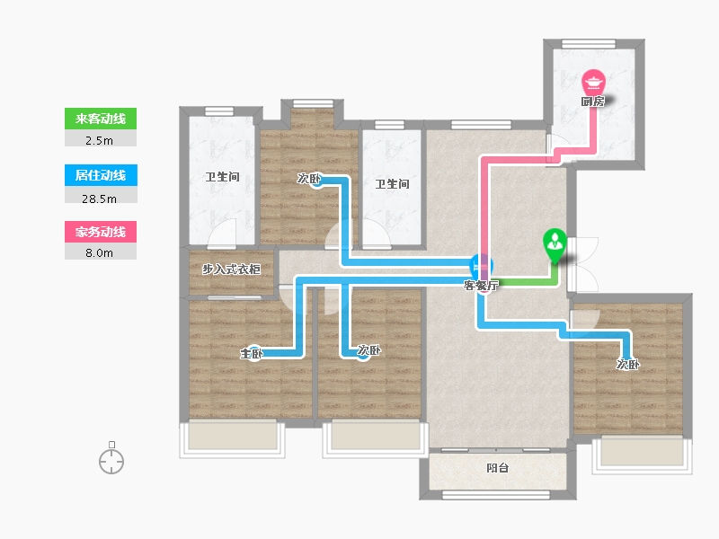 天津-天津市-保利东郡15号楼,19号楼,17号楼,建面120m²-107.14-户型库-动静线