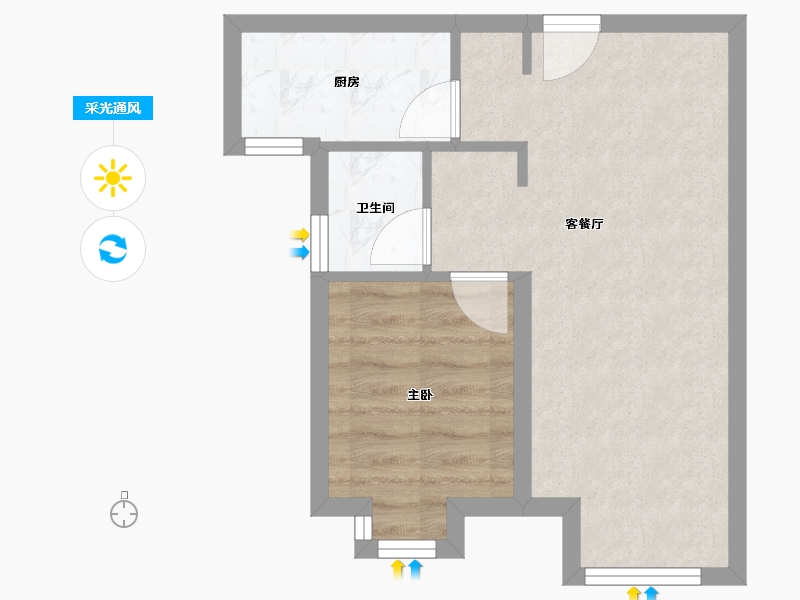 天津-天津市-京能海语城87号楼,建面59m²-39.02-户型库-采光通风