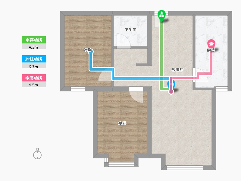 天津-天津市-京能海语城83号楼,海语城86号楼建面88m²-59.92-户型库-动静线