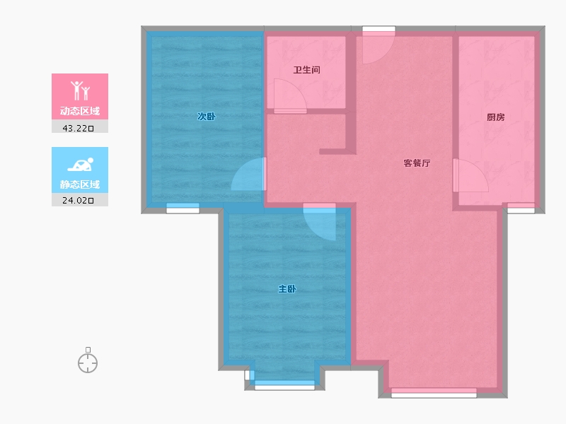 天津-天津市-京能海语城83号楼,海语城86号楼建面88m²-59.92-户型库-动静分区