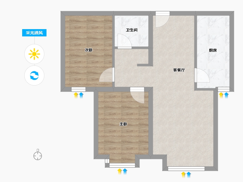 天津-天津市-京能海语城83号楼,海语城86号楼建面88m²-59.92-户型库-采光通风