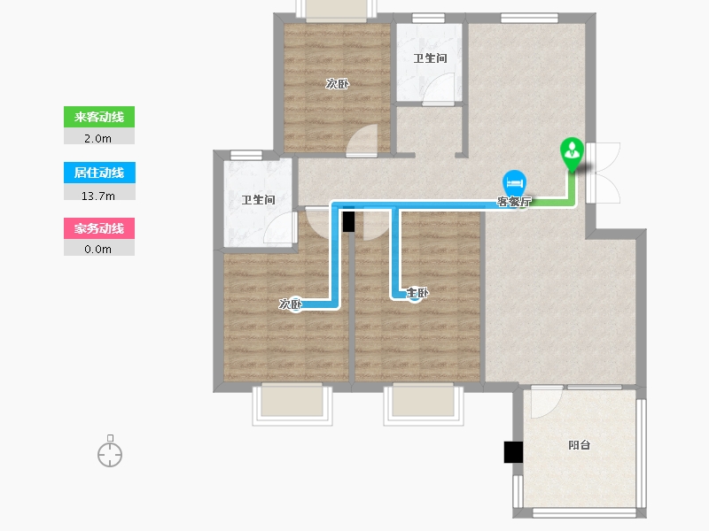 天津-天津市-湖畔家园9号楼,10号楼,11号楼建面110m²-87.99-户型库-动静线