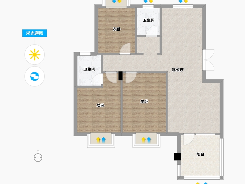 天津-天津市-湖畔家园9号楼,10号楼,11号楼建面110m²-87.99-户型库-采光通风