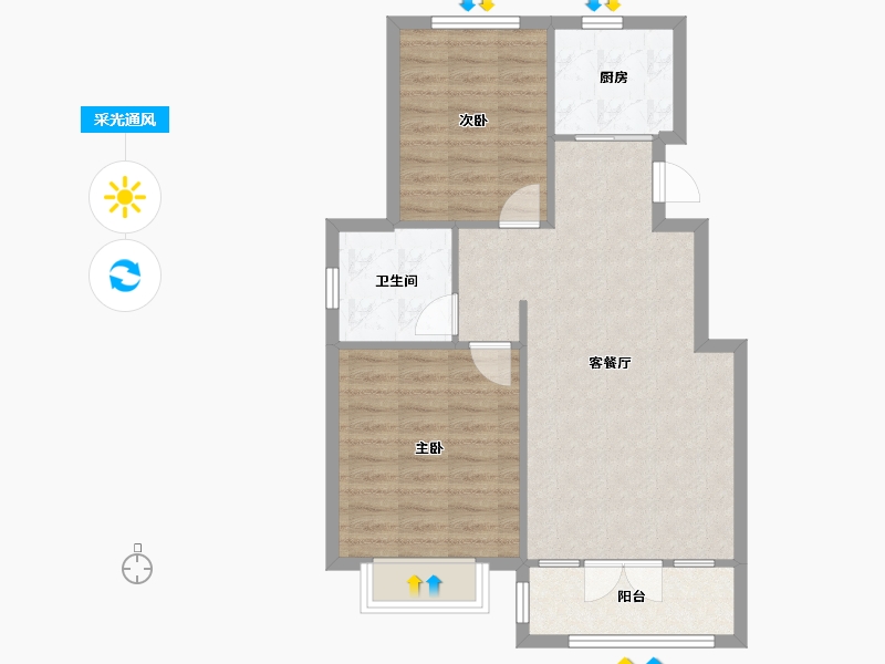 天津-天津市-经纬城市绿洲滨海经纬城市绿洲滨海海居园26号楼,经纬城市绿洲滨海海居园30号楼建面96m²-70.20-户型库-采光通风