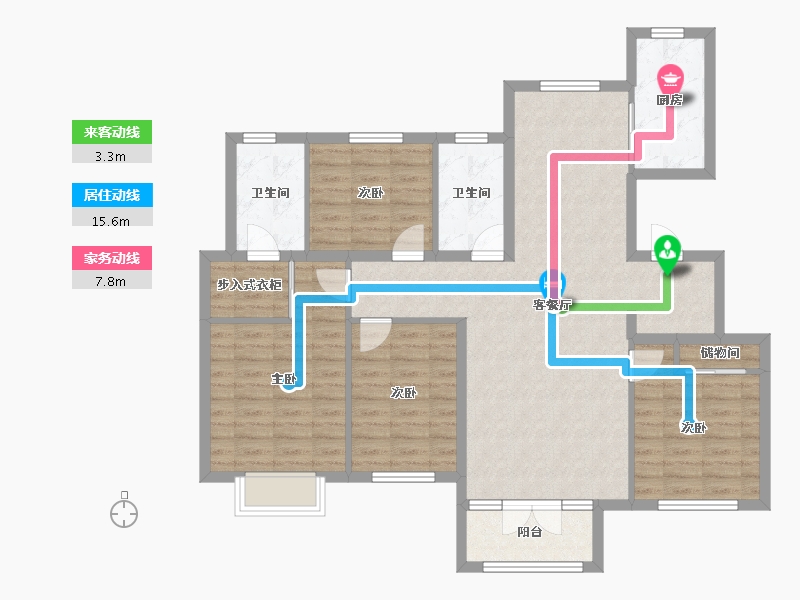 天津-天津市-经纬城市绿洲滨海海榕园8号楼,海怡园4号楼,经纬城市绿洲滨海海居园28号楼建面148m²-110.58-户型库-动静线