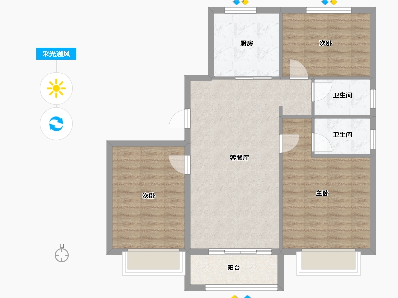 天津-天津市-碧桂园拾光海拾光园10号楼,拾光园7号楼,拾光园8号楼建面119m²-86.31-户型库-采光通风