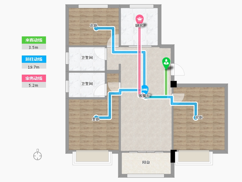 天津-天津市-碧桂园力高理想海7号楼,31号楼,32号楼,33号楼,建面119m²-95.20-户型库-动静线