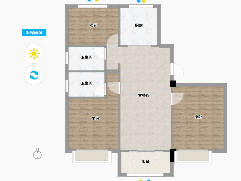 天津-天津市-碧桂园力高理想海7号楼,31号楼,32号楼,33号楼,建面119m²-95.20-户型库-采光通风