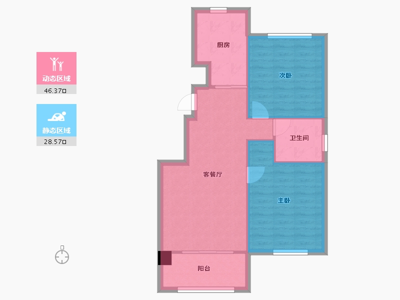 天津-天津市-碧桂园力高理想海2号楼,3号楼,4号楼,6号楼,5号楼,建面85m²-68.01-户型库-动静分区