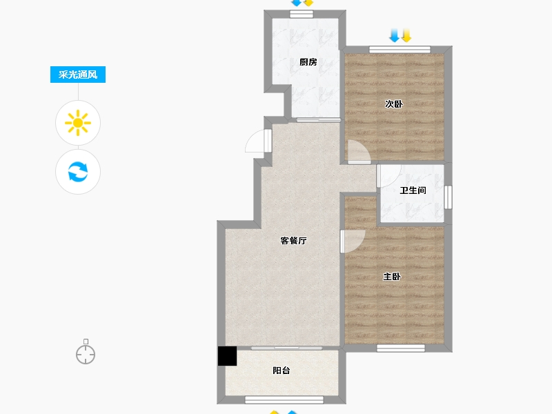 天津-天津市-碧桂园力高理想海2号楼,3号楼,4号楼,6号楼,5号楼,建面85m²-68.01-户型库-采光通风