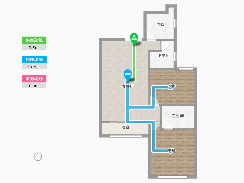 天津-天津市-海宁湾杨寨里1号楼,杨寨里2号楼,杨寨里3号楼建面111m²-77.57-户型库-动静线