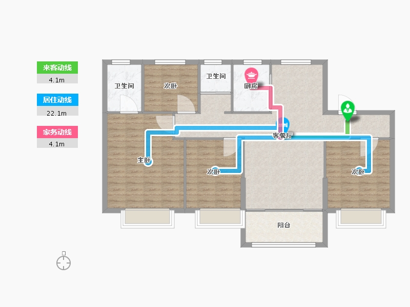 天津-天津市-碧桂园力高理想海19号楼,建面143m²-114.40-户型库-动静线