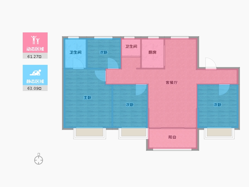 天津-天津市-碧桂园力高理想海19号楼,建面143m²-114.40-户型库-动静分区