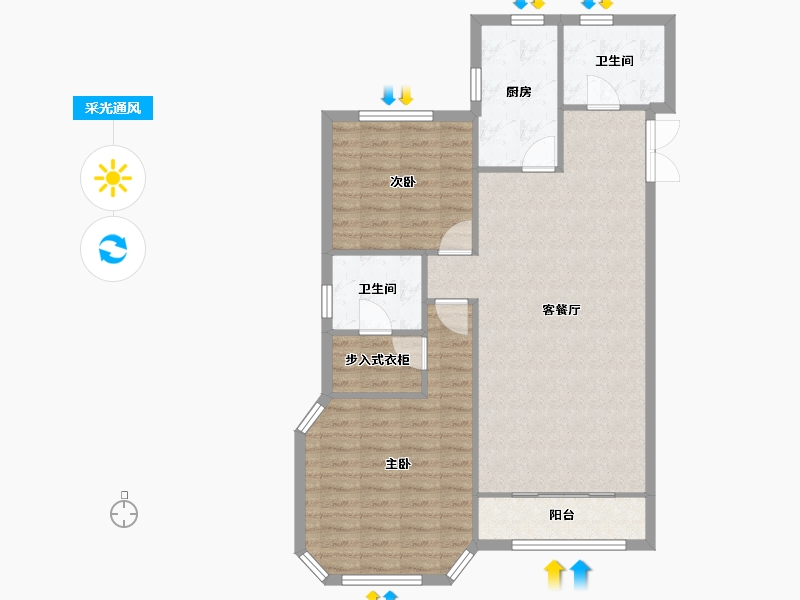 天津-天津市-海宁湾杨寨里1号楼,杨寨里2号楼,杨寨里3号楼建面127m²-89.35-户型库-采光通风