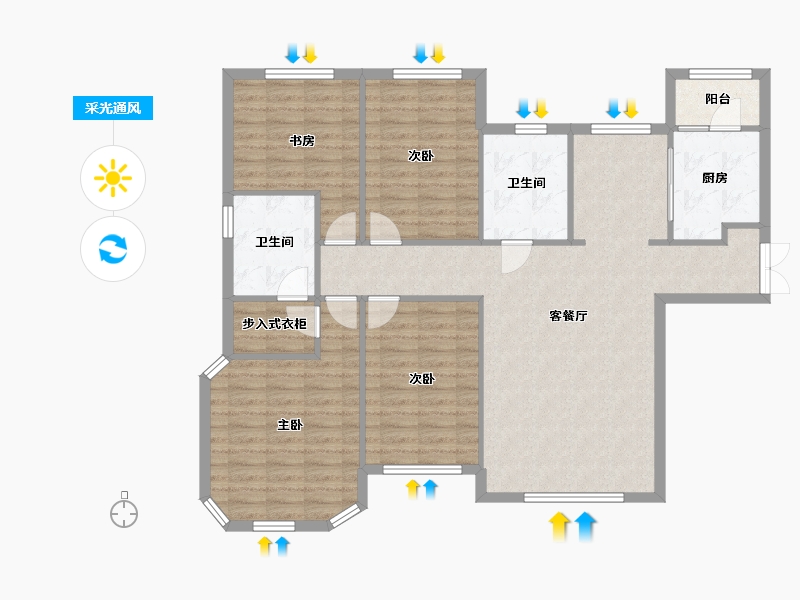 天津-天津市-海宁湾4号楼,建面167m²-115.65-户型库-采光通风