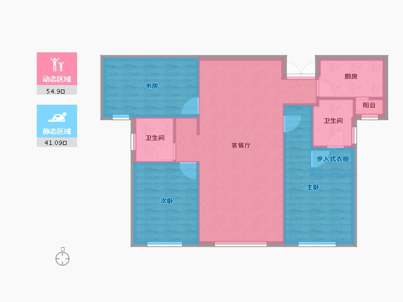 天津-天津市-海宁湾4号楼,建面128m²-87.55-户型库-动静分区