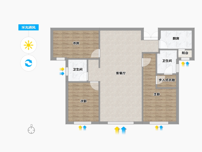 天津-天津市-海宁湾4号楼,建面128m²-87.55-户型库-采光通风